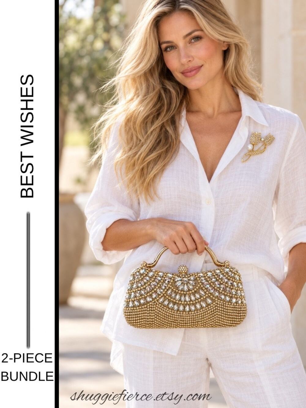 Combined MSRP: $79.98 | ✨ 2-Piece Boutique Clutch & Best Wishes Brooch Bundle ✨